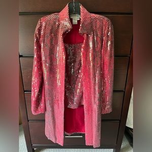 Basix silk sequin top and jacket set